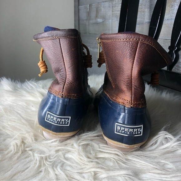 Sperrys 6.5 navy ankle rain snow rubber duck boots - Picture 4 of 4